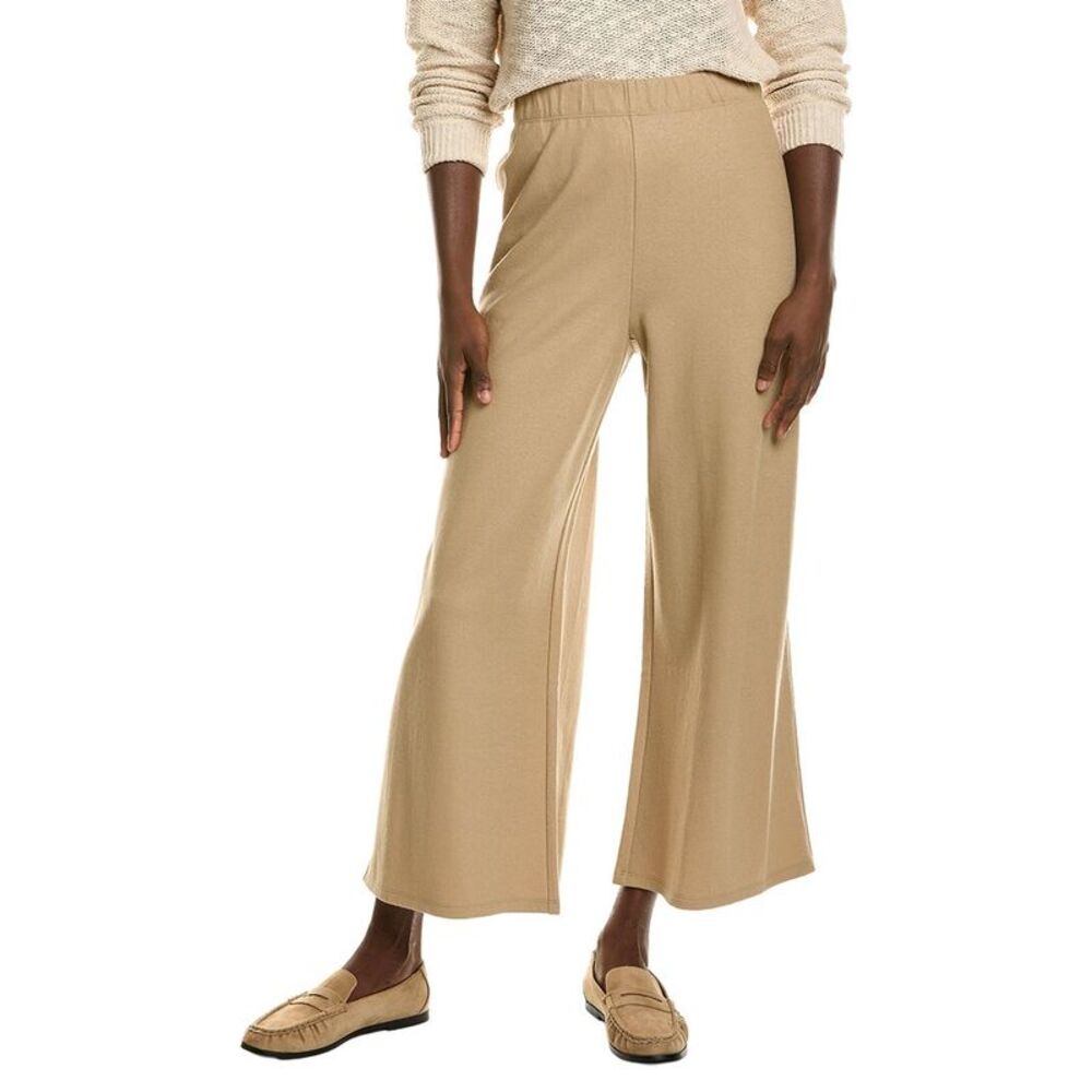 Eileen Fisher Womens Wide Ankle Wool Pant, Brown